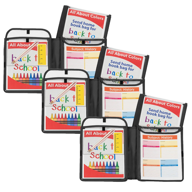 C-Line® Homework Connector Folder, Black, Pack of 3