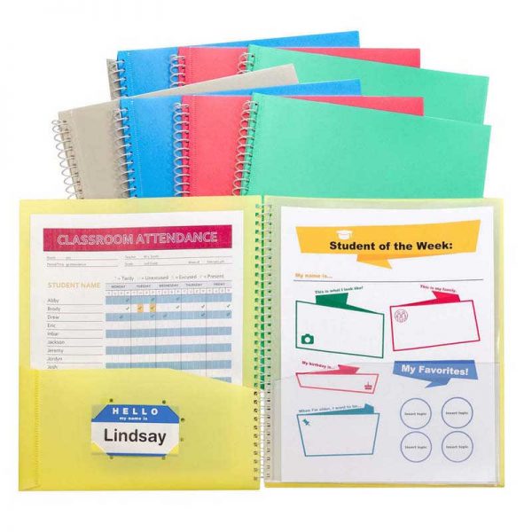 C-Line® 8-Pocket Spiral-Bound Poly Portfolio, Pack of 6