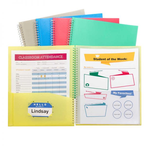 C-Line® 8-Pocket Spiral-Bound Poly Portfolio, Assorted Tropic Tones, Single