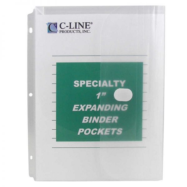 C-Line® Biodegradable Super Heavyweight Poly Binder Pockets, Clear, Side Loading, 11" x 8.5", Pack of 10