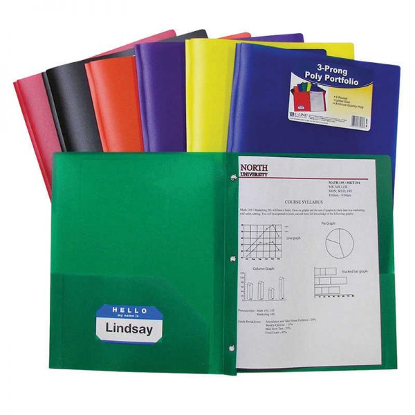 C-Line® Two Pocket Poly Portfolios Folder with Prongs, Pack of 36