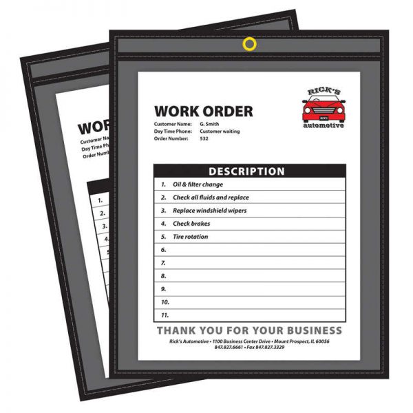 C-Line® Shop Ticket Holders, Stitched, One Side Clear, 9" x 12", Box of 25