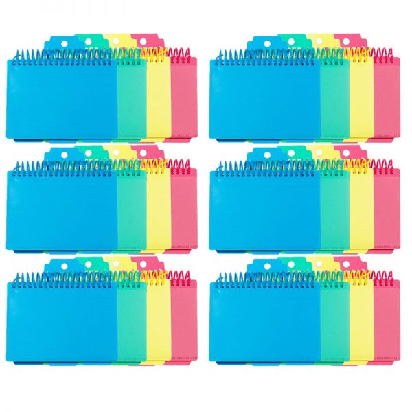 C-Line® Spiral Bound Index Card Notebook with Index Tabs, Assorted Tropic Tones Colors, Pack of 6