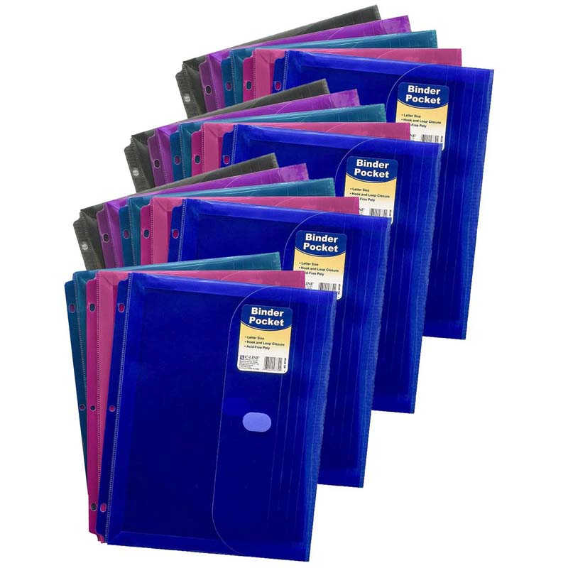 C-Line® Binder Pocket, Side Loading, Assorted, Pack of 18