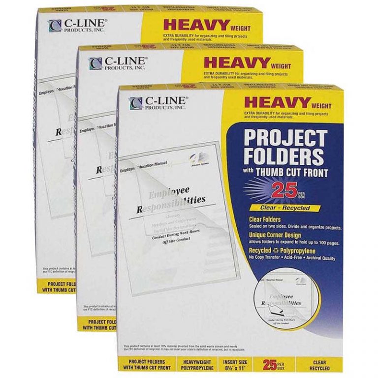 TeachersParadise CLine® Recycled Poly Project Folders, Clear