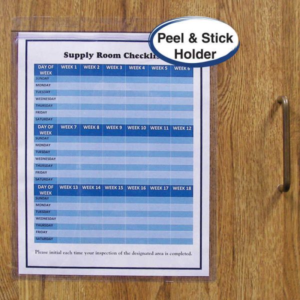 C-Line® Self-Adhesive Poly Shop Ticket Holders, Welded, 8-1/2" x 11", Peel & Stick, Box of 50