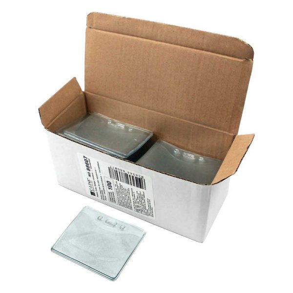 C-Line® Heavy Duty ID Badge Holders, Vinyl, Horizontal, 2-3/8 x 3-3/8, Box of 100