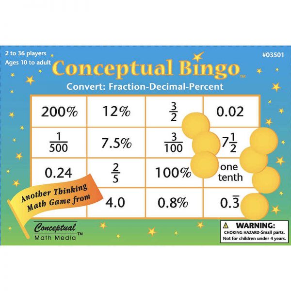 Conceptual Math Media Bingo, Convert Fraction Decimal Percent, Pack of 450