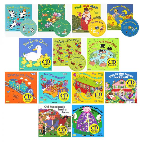Child's Play Books Songs and Rhymes Collection Books with Holes Set with CDs, Set of 13