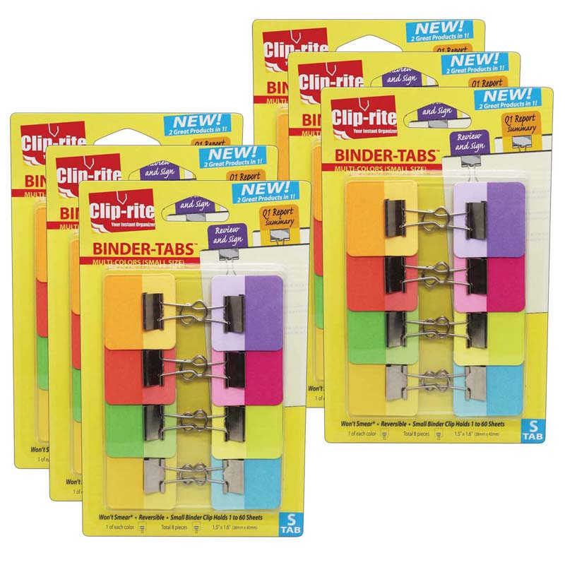 TeachersParadise Cliprite BinderTabs with Small Clips, Assorted