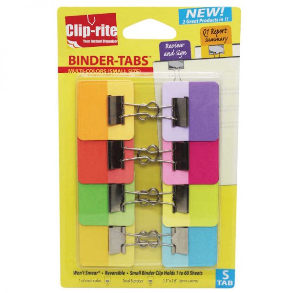 Clip-rite Binder-Tabs with Small Clips, Pack of 8, Assorted Colors