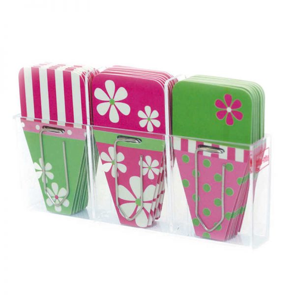Clip-rite Daisy Clip-Tabs, Pack of 24, Pink/Green