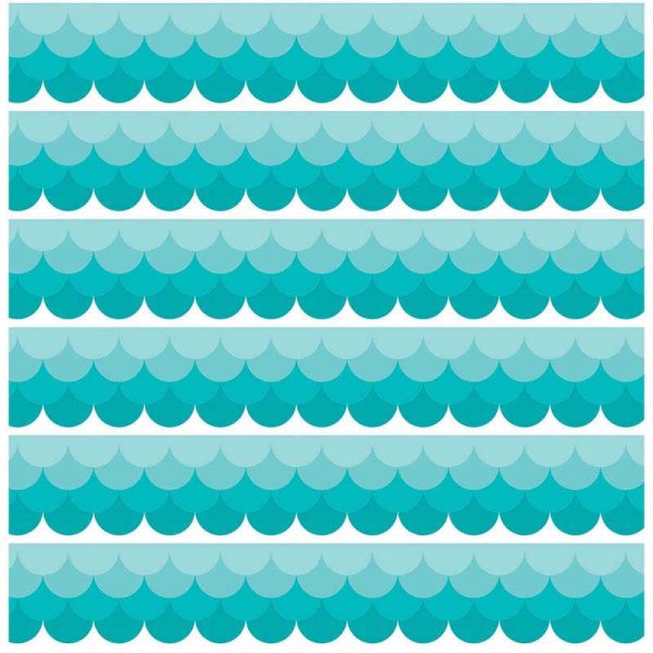 Creative Teaching Press® Painted Palette Ombre Turquoise Scallops Border, 35 Feet Per Pack, 6 Packs