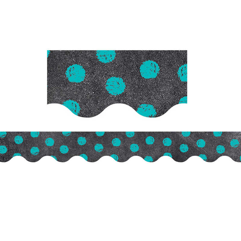 Chalk It Up Dots on Chalkboard Turquoise Border Creative Teaching Press CTP021 