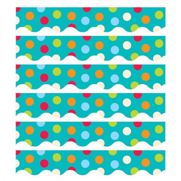 Creative Teaching Press® Dots on Turquoise Border, 35 Feet Per Pack, 6 Packs