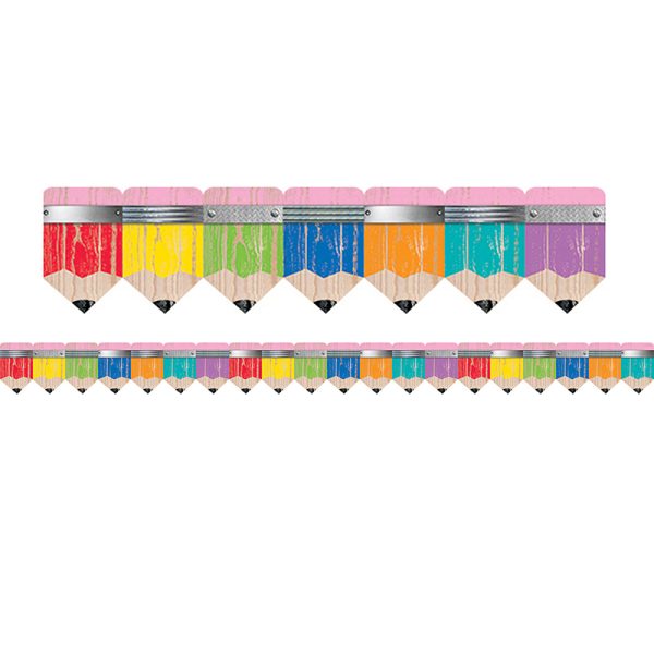 Creative Teaching Press Upcycle Style Rustic Pencils EZ Border, 48 Feet