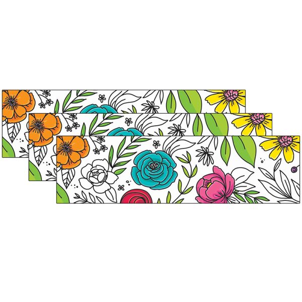 Creative Teaching Press Bright Blooms Doodly Blooms EZ Border™, 48 Feet Per Pack, 3 Packs