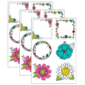 Creative Teaching Press Bright Blooms Doodly Blooms 6" Designer Cut-Outs, 36 Per Pack, 3 Packs