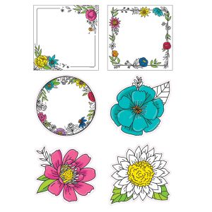 Creative Teaching Press Bright Blooms Doodly Blooms 6" Designer Cut-Outs, Pack of 36