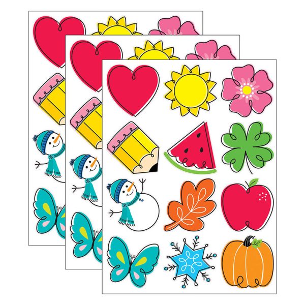 Creative Teaching Press Seasonal Accents 10" Designer Cut-Outs, 12 Per Pack, 3 Packs