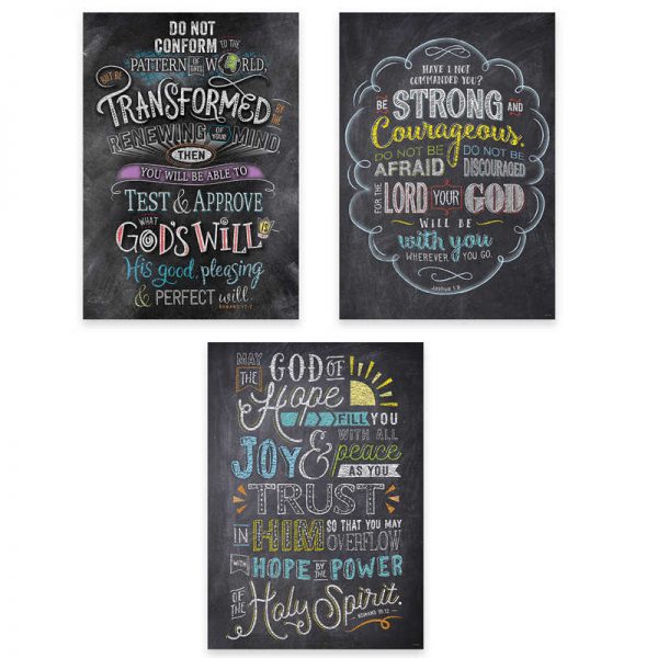 Creative Teaching Press® Bible Verses in Chalk Rejoice Inspire U Poster 3-Pack
