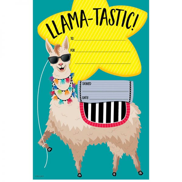 Creative Teaching Press® Bold & Bright Llamatastic Award, 30/Pack