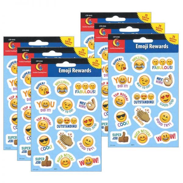 Creative Teaching Press® Emoji Fun Reward Stickers, 75 Per Pack, 6 Packs