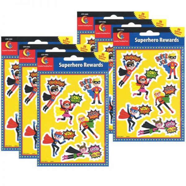 Creative Teaching Press® Superhero Reward Stickers, 30 Per Pack, 6 Packs