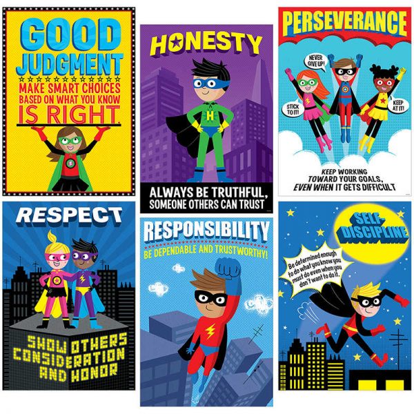Creative Teaching Press® Superhero Character Education Inspire U Poster Pack, 6 Posters
