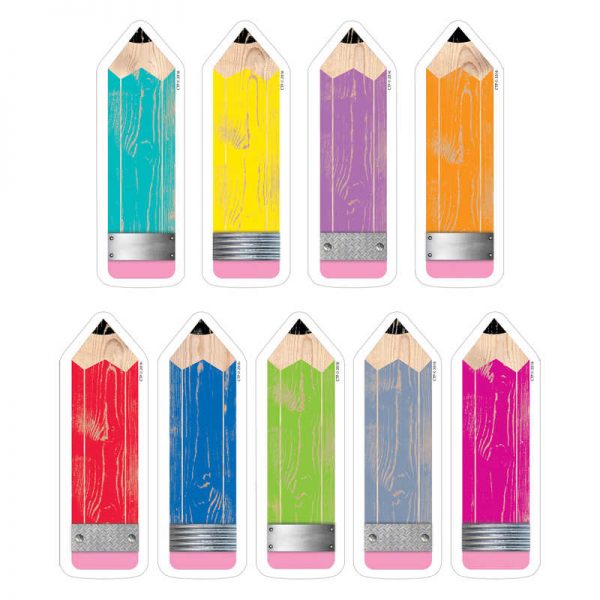 Creative Teaching Press® Upcycle Style Pencils 6" Designer Cut-Outs, 108 Per Pack, 3 Packs