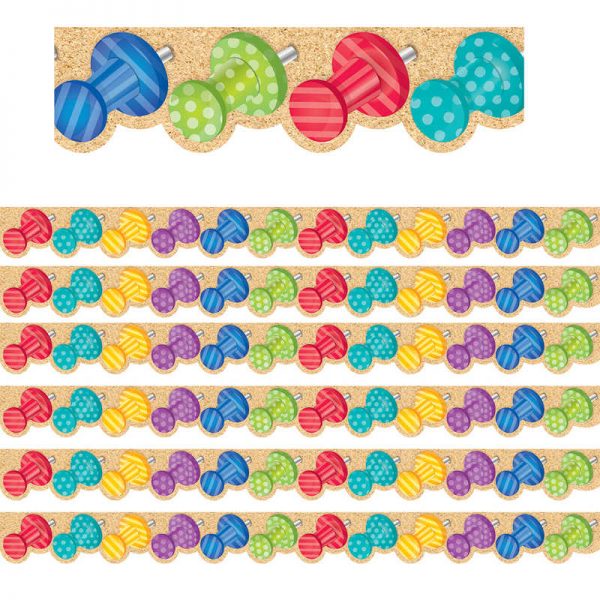 Creative Teaching Press® Bold & Bright Push Pins Border, 35 Feet Per Pack, 6 Packs