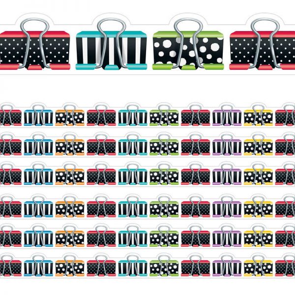 Creative Teaching Press® Bold & Bright Binder Clips Border, 35 Feet Per Pack, 6 Packs
