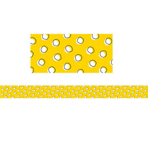 Creative Teaching Press® Doodle Dots on Yellow Border, 35 Feet Per Pack, 6 Packs