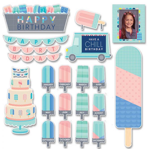 Creative Teaching Press® Calm & Cool Happy Birthday Mini Bulletin Board Set, 21 Pieces