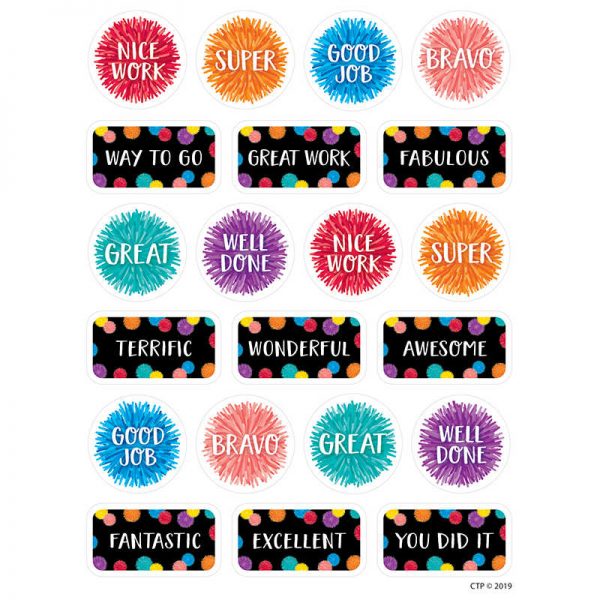 Creative Teaching Press® Pom-Pom Rewards Stickers, 105 Pieces