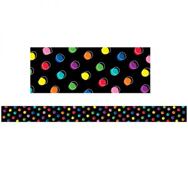 Creative Teaching Press® Doodle Dots on Black Border, 35 Feet Per Pack, 6 Packs