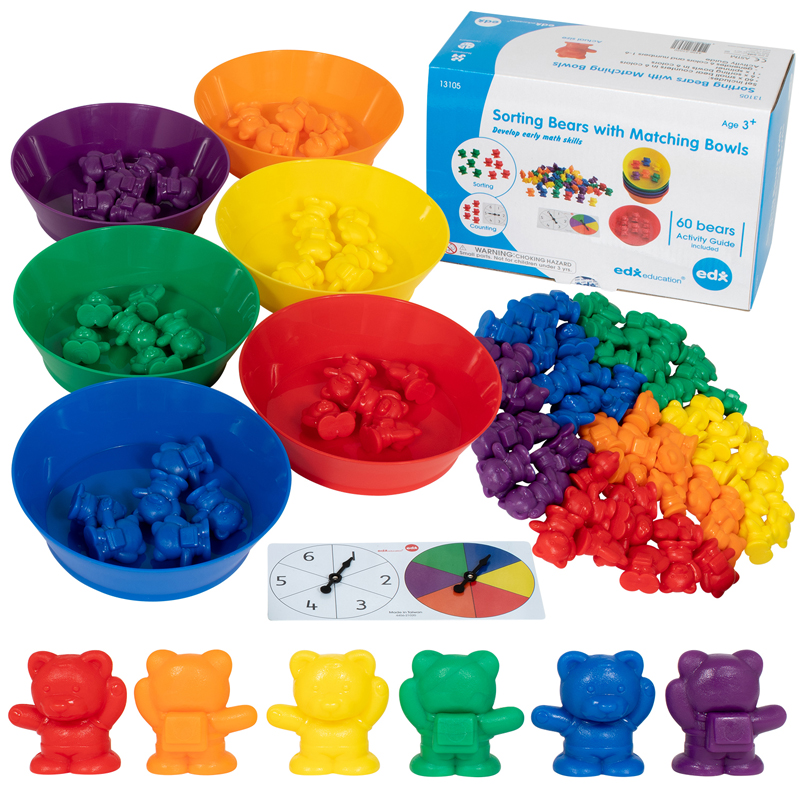 120pcs Bear Manipulative Counters Assorted Sizes and Colors Educational Toy 