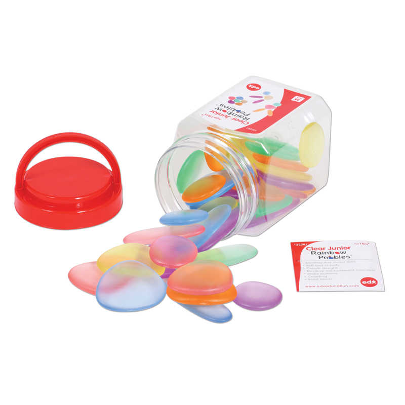 EDX Education Junior Clear Rainbow Pebbles 36pk Sensory Toy SEN 18mths+ 