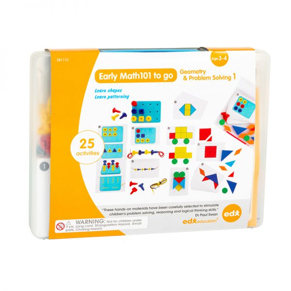 Edx Education® Early Math101 to go - Ages 3-4 - Geometry & Problem Solving - In Home Learning Kit for Kids - Homeschool Math Resources with 25+ Guided Activities
