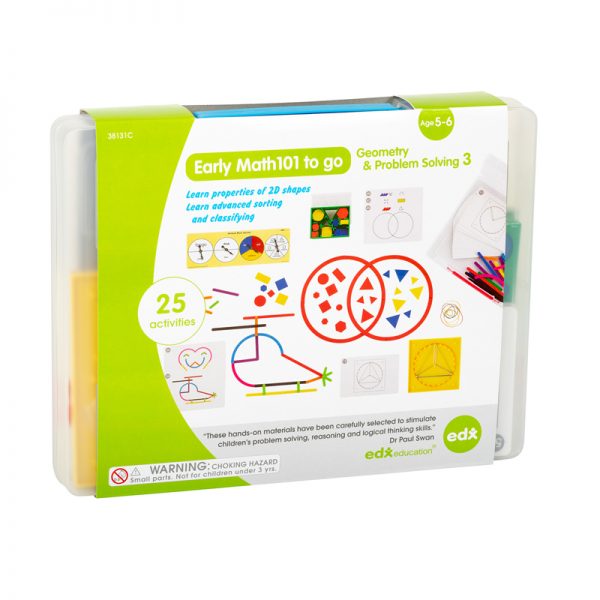 Edx Education® Early Math101 to go - Ages 5-6 - Geometry & Problem Solving - In Home Learning Kit for Kids - Homeschool Math Resources with 25+ Guided Activities