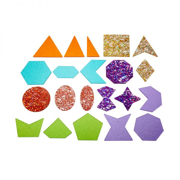 TickiT® Rainbow Glitter Shapes - Set of 21 - 7 Colors - Explore Colors and Early Geometry