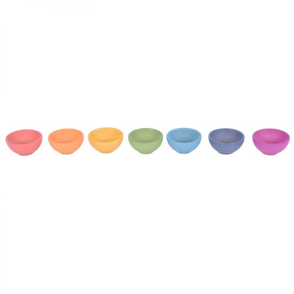 TickiT® Rainbow Wooden Bowls - Set of 7 Colors - For Ages 10m+ - Loose Parts Wooden Toy for Babies and Toddlers