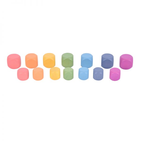 TickiT® Rainbow Wooden Cubes - Set of 14 - 7 Different Colors - For Ages 10m+ - Loose Parts Wooden Toy for Babies and Toddlers