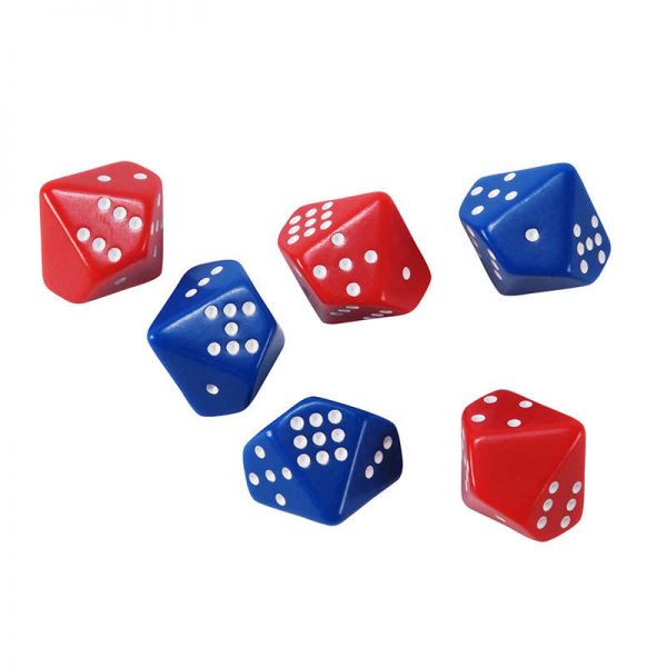 Learning Advantage™ Subitizing Dice, Set of 6, 3 red/3 blue