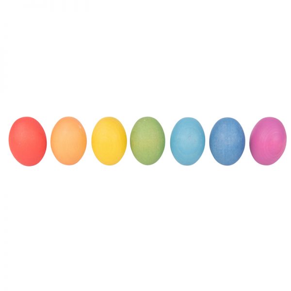 TickiT® Rainbow Wooden Eggs - Set of 7 - Wooden Toys for Babies and Toddlers - Assorted Colors - For Ages 10m+ - Inspire Curiosity With Wooden Loose Parts Play