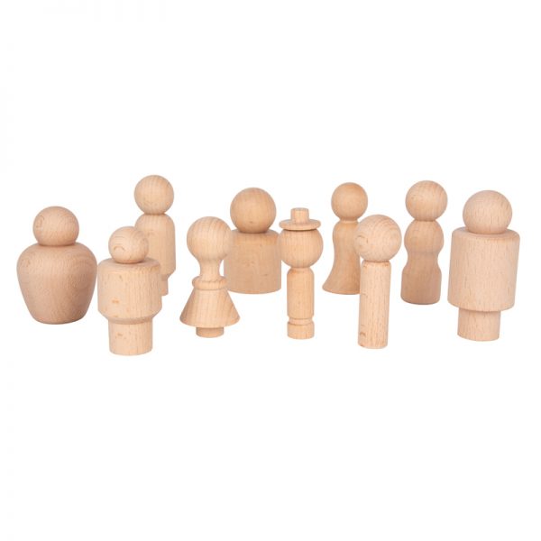 TickiT® Wooden Community Figures - Set of 10 - For Ages 18m+ - Wooden Peg Dolls for Kids - 10 Different Shapes - Loose Parts Wooden Toys for Toddlers