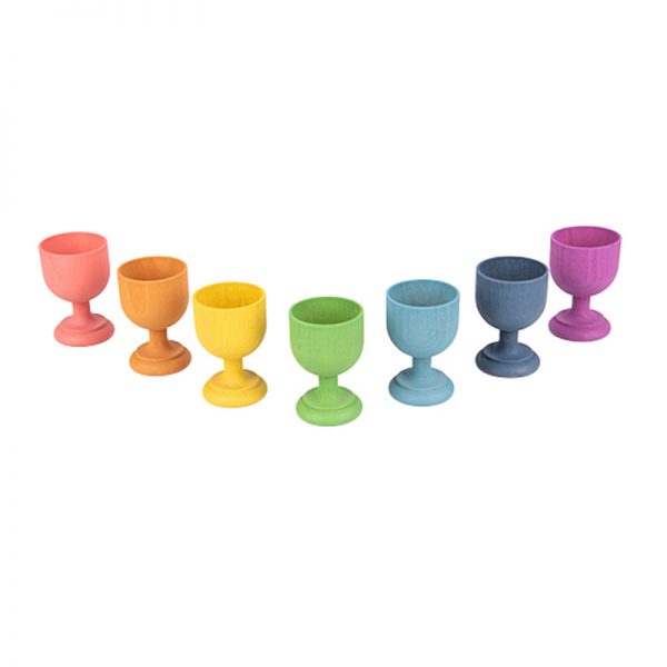 TickiT® Rainbow Wooden Egg Cups - Set of 7 - For Ages 10m+ - Loose Parts Wooden Toy for Babies and Toddlers