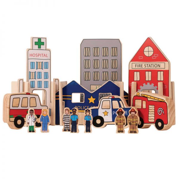 The Freckled Frog The Happy Architect, Wooden Building Set, Emergency, 20 Pieces
