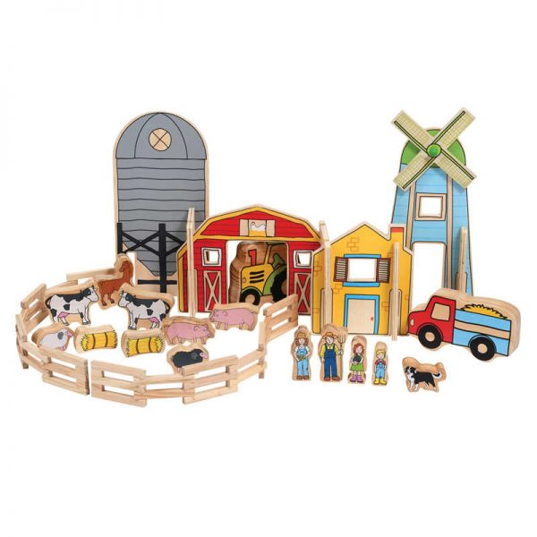 The Freckled Frog The Happy Architect, Wooden Building Set, Farm, 26 Pieces