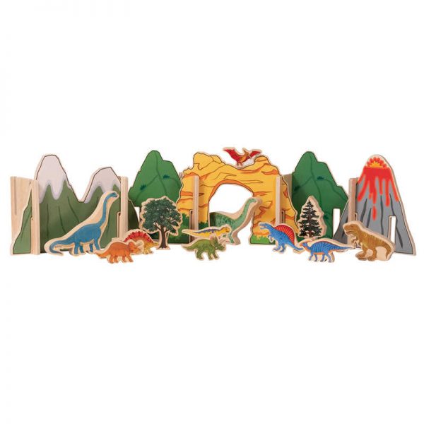 The Freckled Frog The Happy Architect, Wooden Building Set, Dinosaurs, 22 Pieces